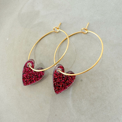 Earrings Creoles Bright Pink | Gold