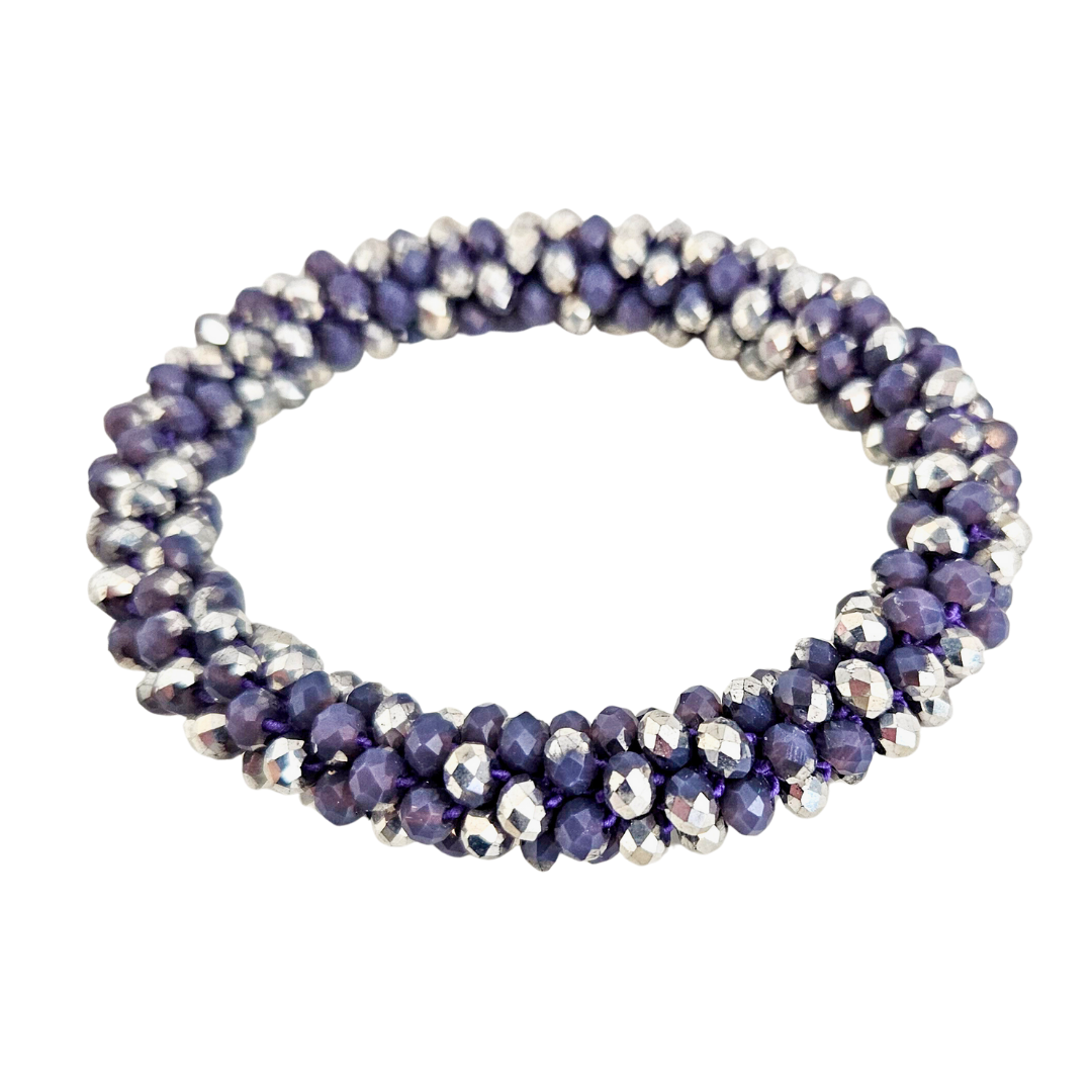 Roll On Facet Armband | Silver-Purple