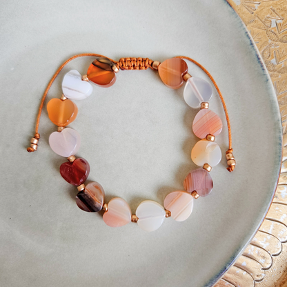 Armband Natuursteen Hartjes | Mix Orange