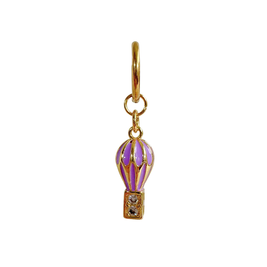 Single Earring Hot Air Balloon Purple