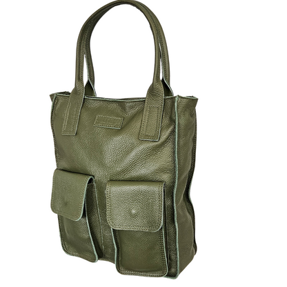 Shopper (leather) Jade | Olive