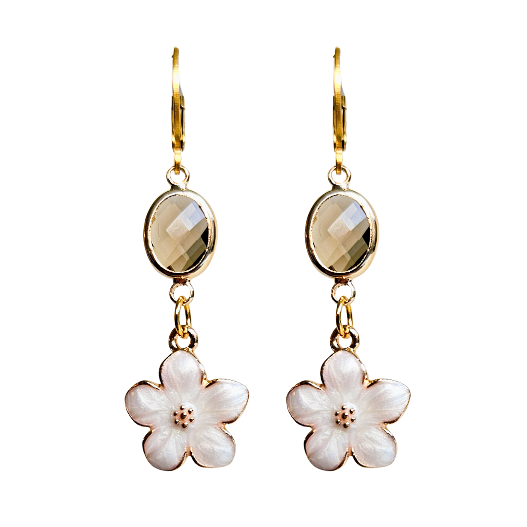 Oorbellen Facet Flowers Ivory | Goud