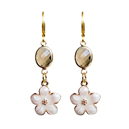 Oorbellen Facet Flowers Ivory | Goud