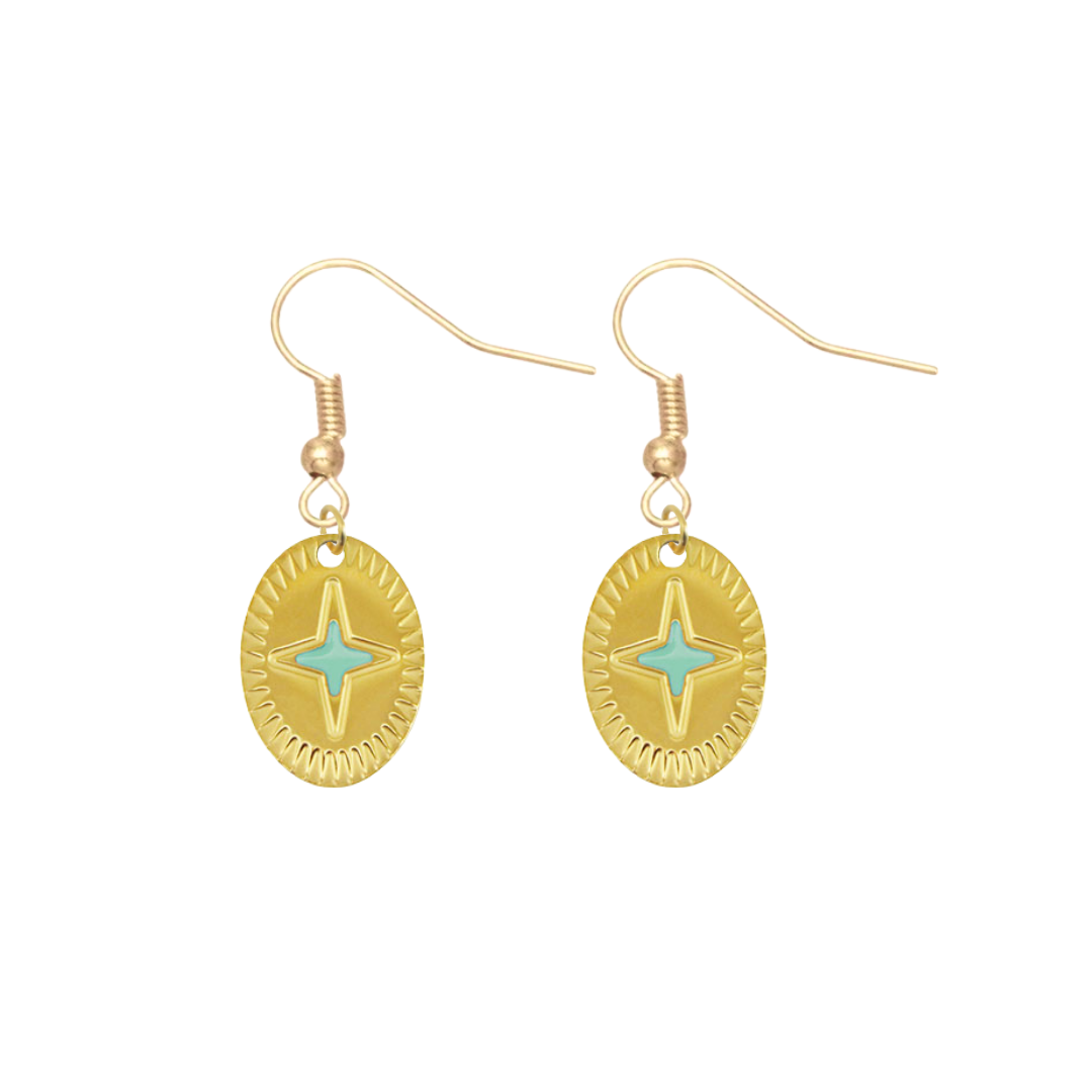 Oorbellen Stars Turquoise | Gold