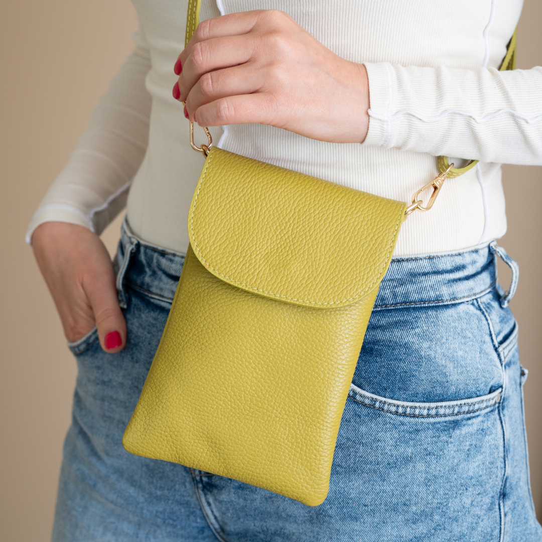 Handytasche Maike (Leder) 2 Fächer | Grasgrün