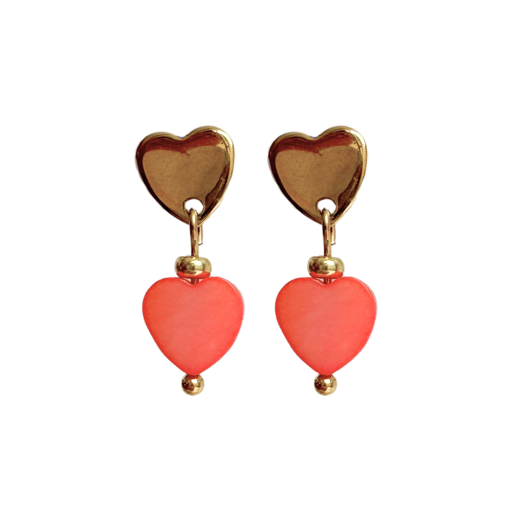 Earrings Shell Hearts | Coral