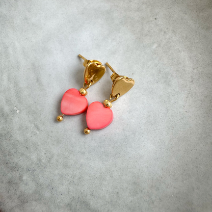 Earrings Shell Hearts | Coral