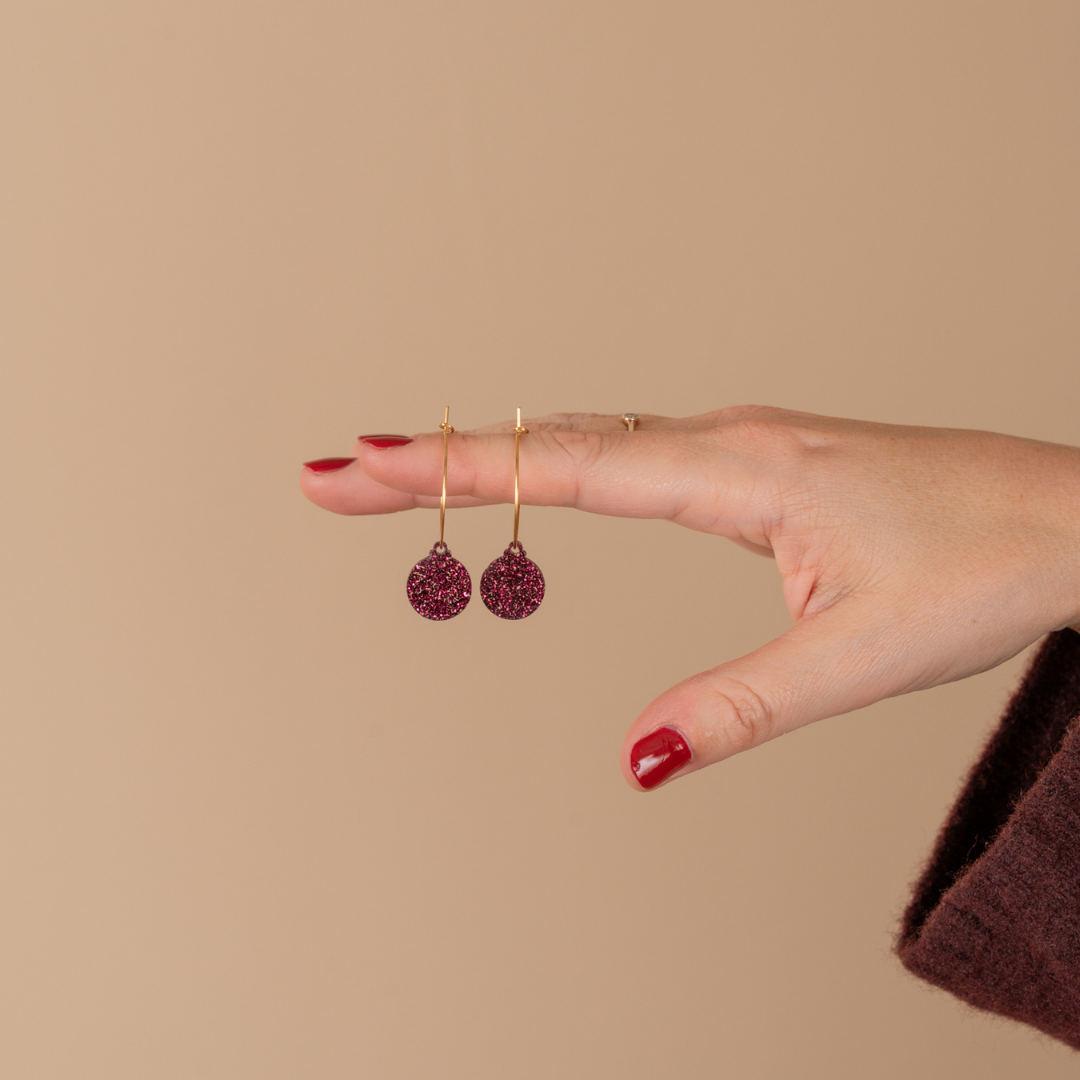 Oorbellen Hoops Lume Charms Festive | Christmas Baubles - Wine