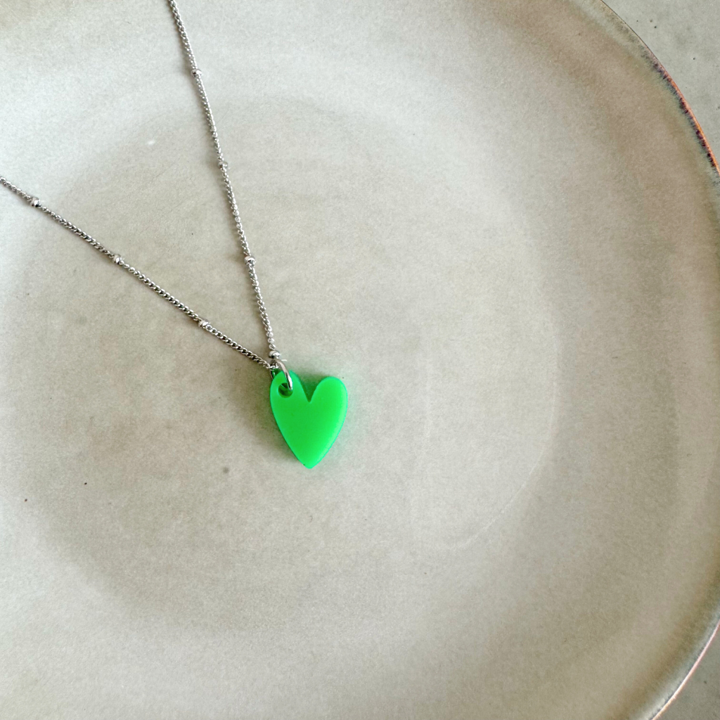Ketting Lume Charms | Heart Green Silver