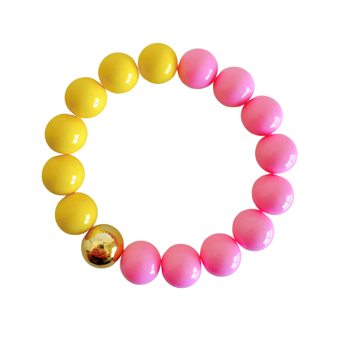 Bold Beads Armband Two Tone | Pineapple &amp; Candy Pink - 14 mm