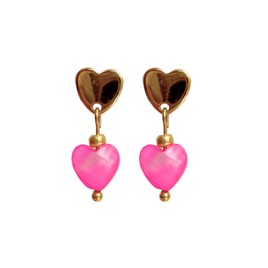 Earrings Shell Hearts | Fuchsia