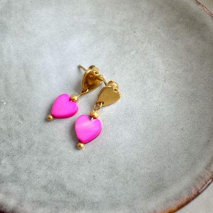 Earrings Shell Hearts | Fuchsia