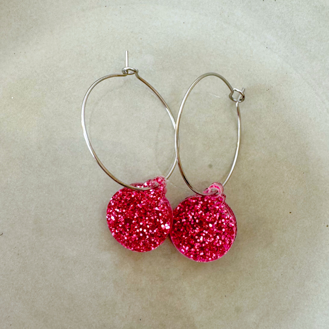 Oorbellen Hoops Lume Charms Festive | Christmas Baubles - Magenta