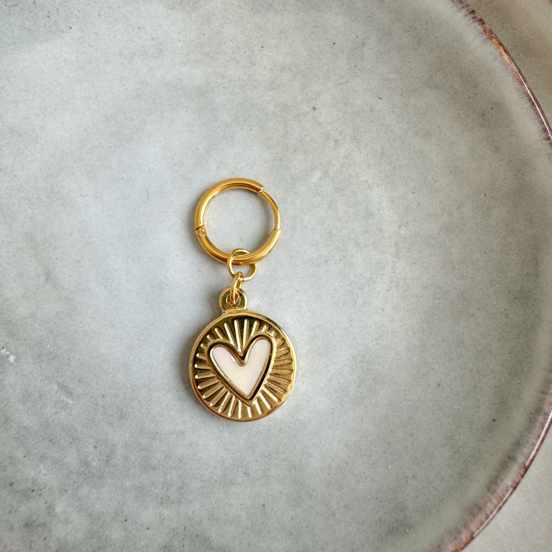 Single Earring Heart Ivory | Gold