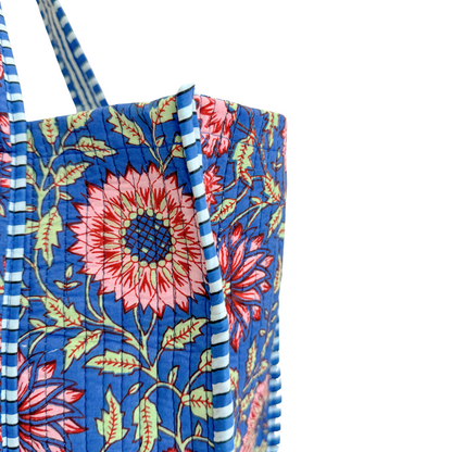 Tote Bag Veerle | Flowers Cobalt-Pink