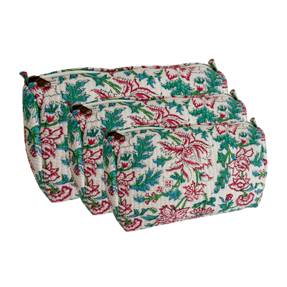 Toiletry Bag Flower Pink - Turquoise | SIZE M