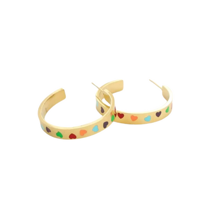 Oorbellen Hartjes | Multicolor Goud