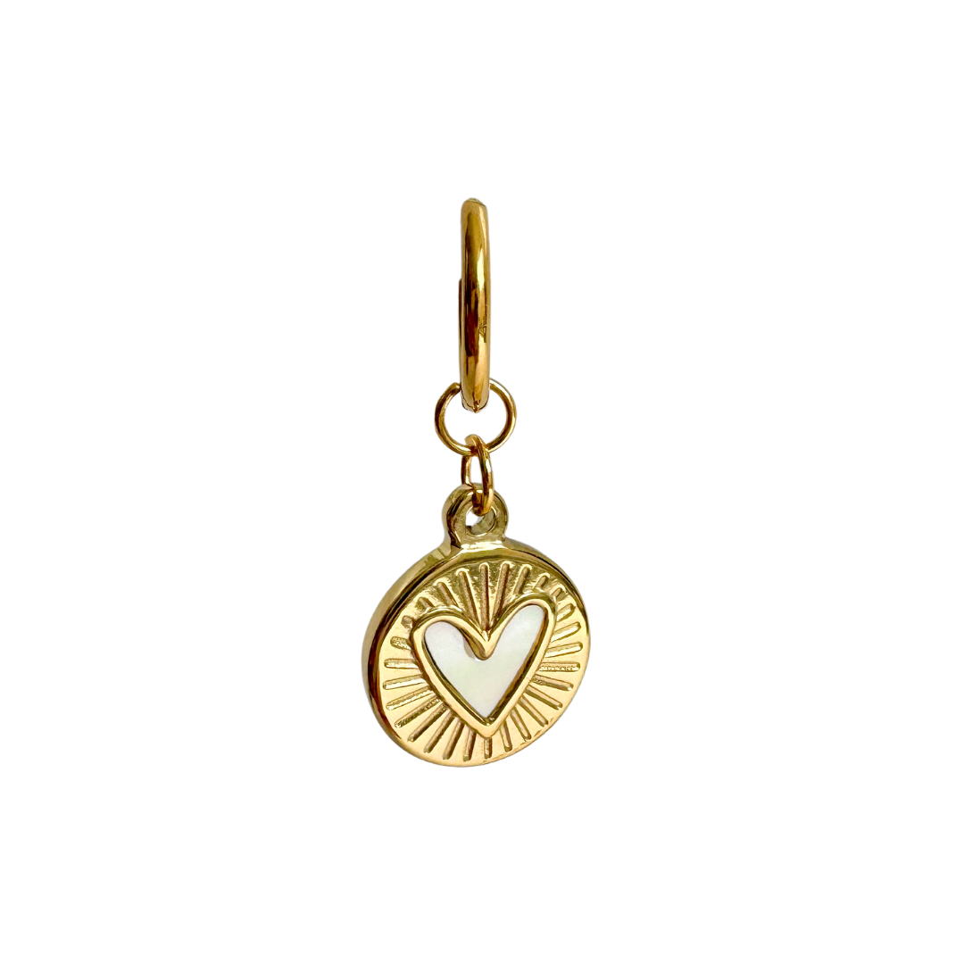 Single Earring Heart Ivory | Gold