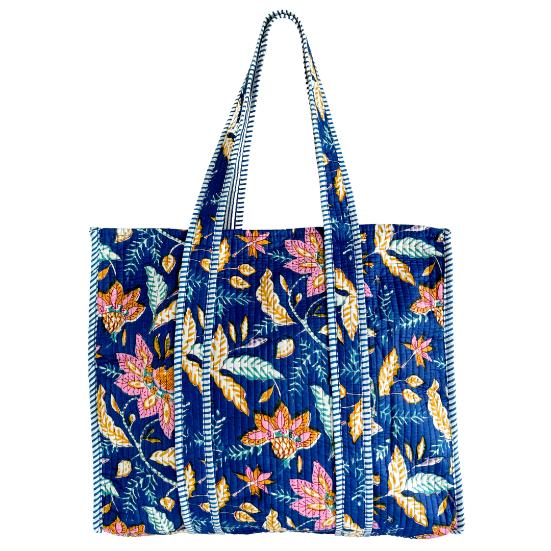 Tote Bag Veerle | Flowers Kobalt