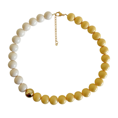 Bold Beads Ketting Two Tone |  Cream &amp; Vanille - 14 mm