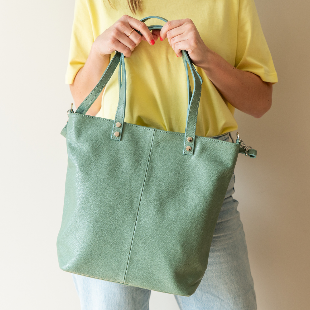 Leather Shopper Dore | Zeegroen