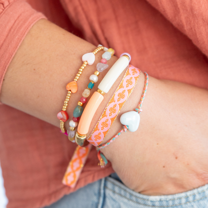 Armband Hartjes | Orange-Pink