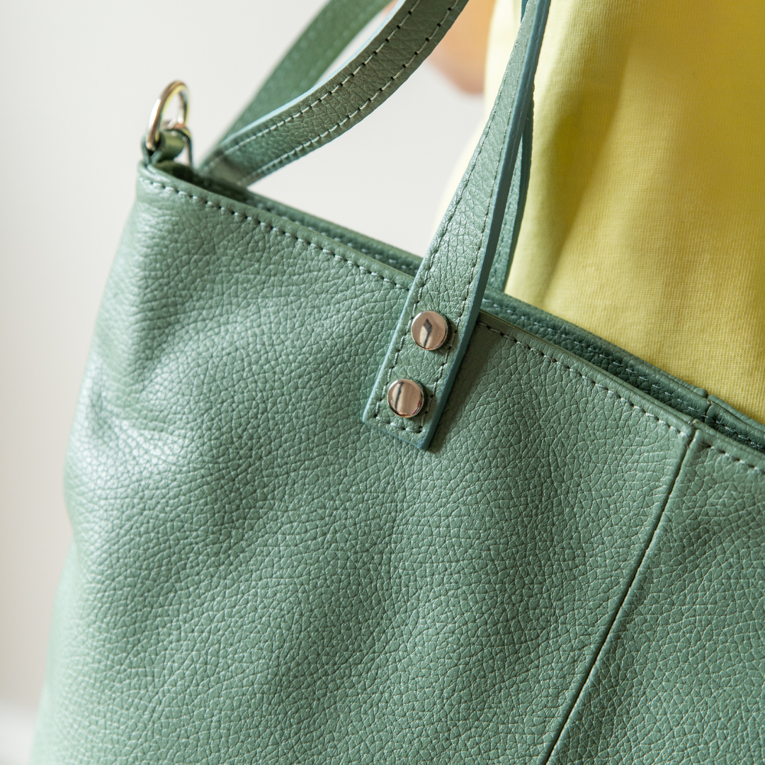 Leather Shopper Dore | Zeegroen