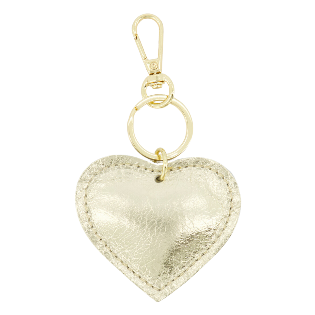 Sleutelhanger Hart Leer | Goud Metallic