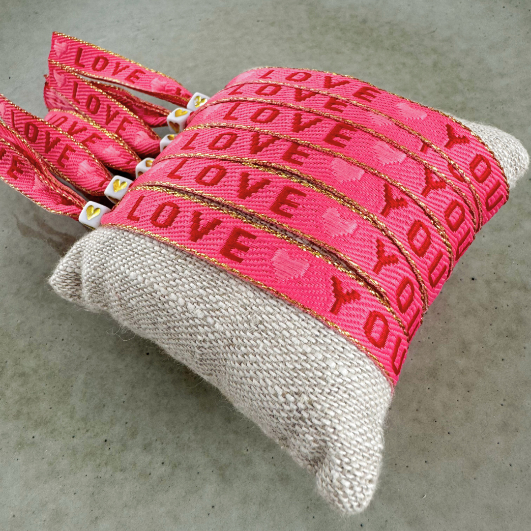 Armband mit Bändern Love You Fuchsia