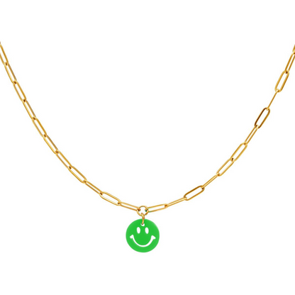 Link Necklace Smile Neon Green | Gold