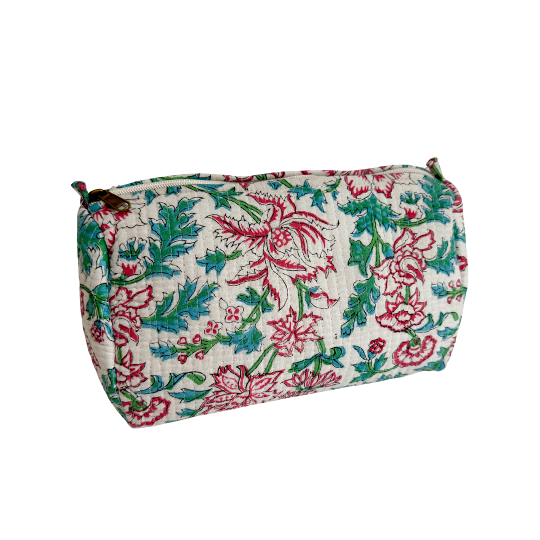 Toiletry Bag Flower Pink - Turquoise | SIZE M