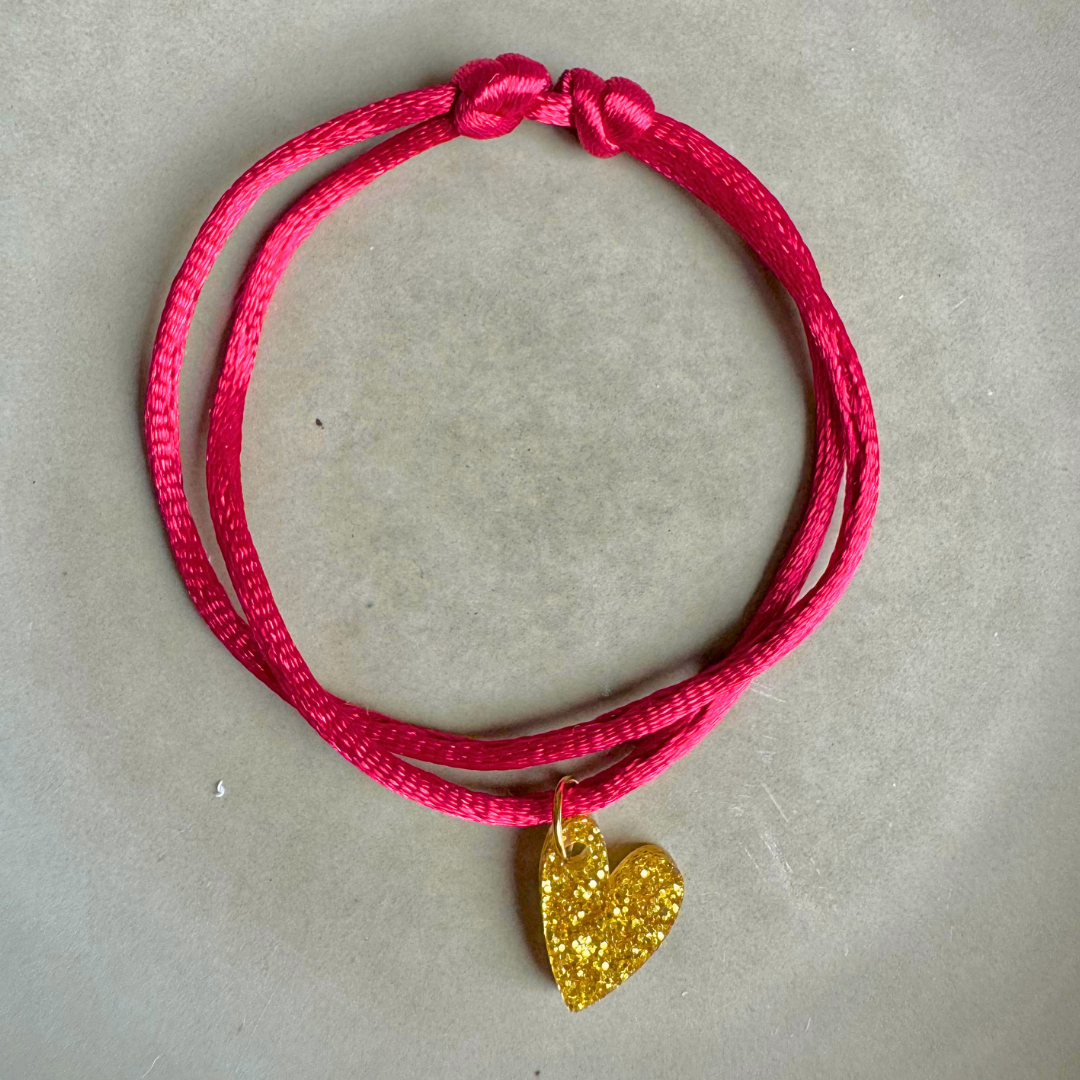 Armband Lume Charms Glitter | Heart - Gold