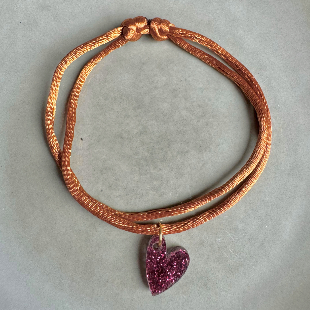 Armband Lume Charms Glitter | Heart - Wine