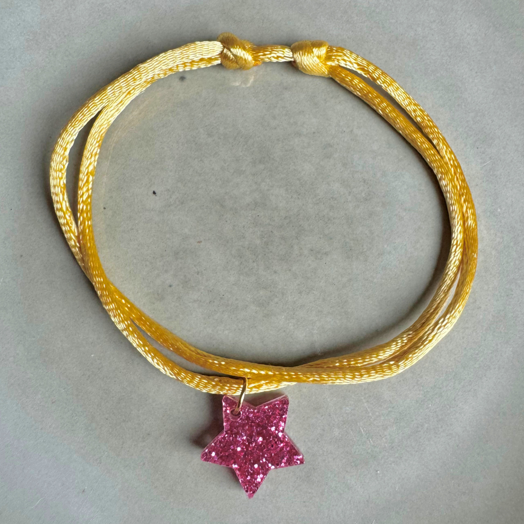 Armband  Lume Charms Glitter | Ster - Magenta
