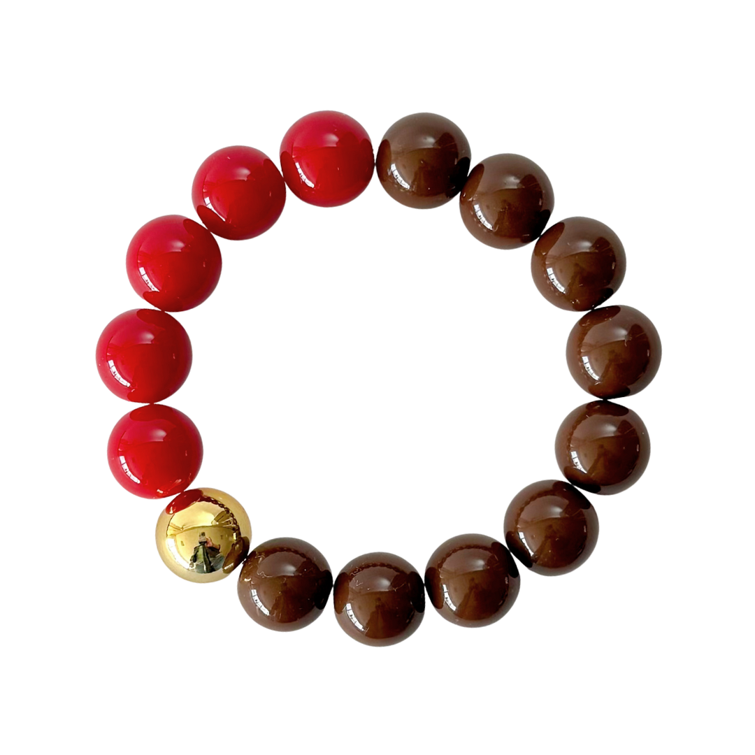 Bold Beads Armband Two Tone | Cherry &amp; Chocolate - 14 mm