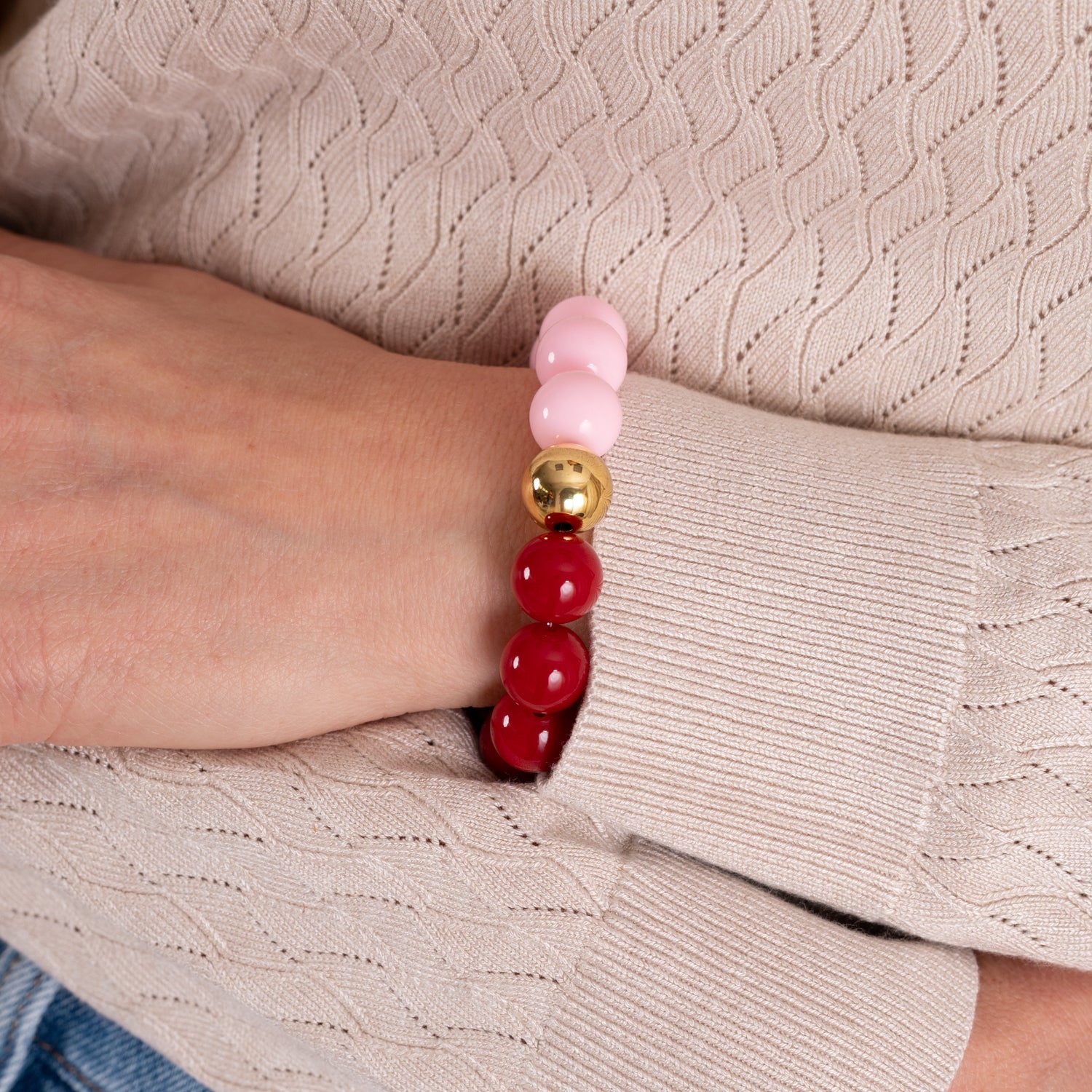 Bold Beads Armband Two Tone | Peony &amp; Cherry