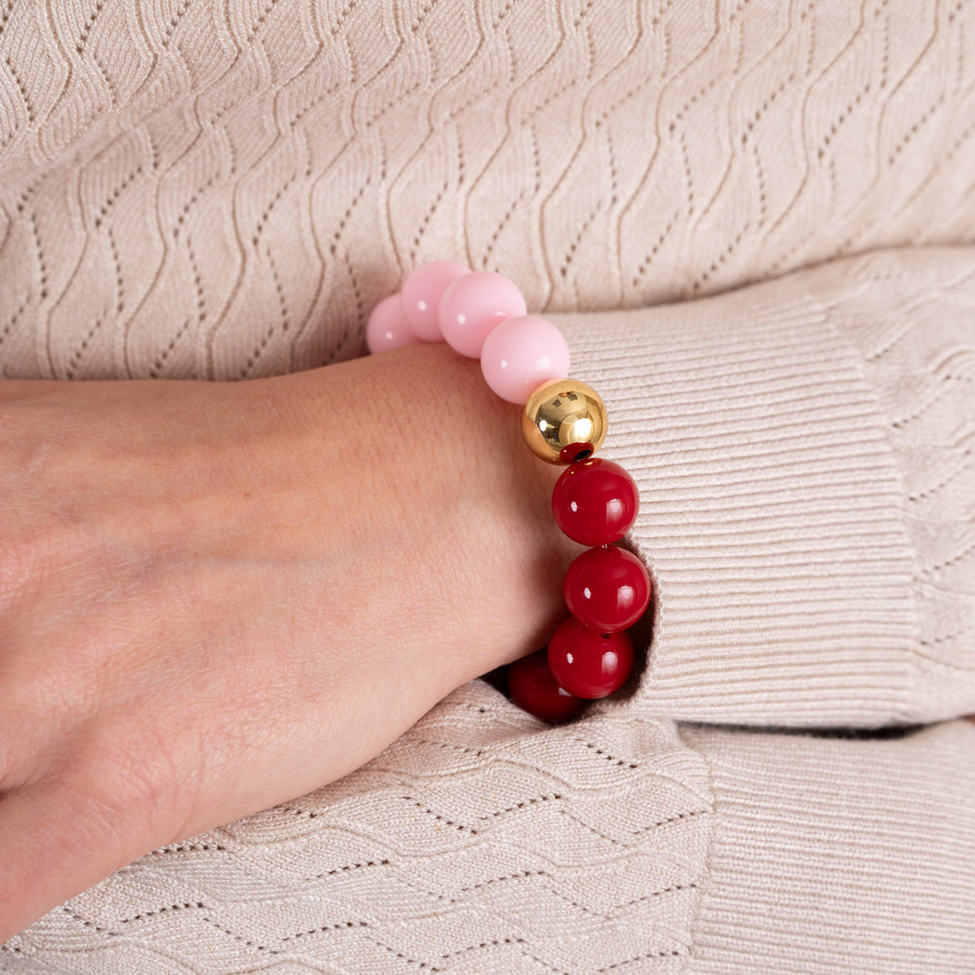 Bold Beads Armband Two Tone | Peony &amp; Cherry