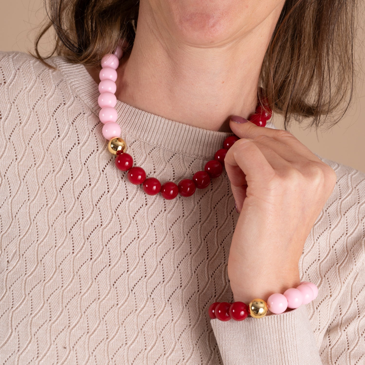 Bold Beads Ketting Two Tone | Peony &amp; Cherry