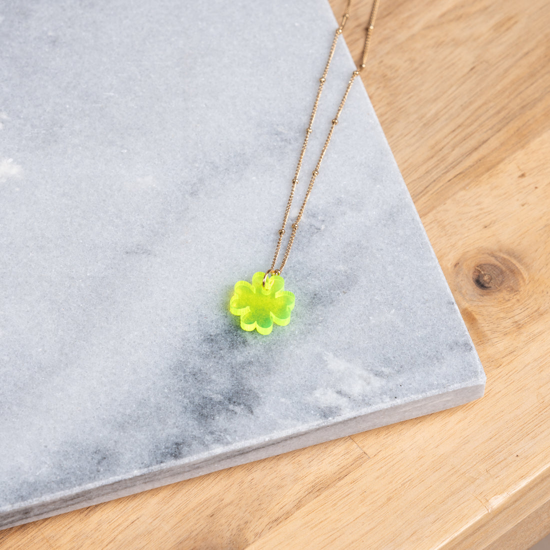 Ketting Lume Charms | Klavertje Neon Yellow Gold