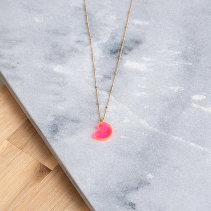 Ketting Lume Charms | Pompeblêdsje Neon Pink Goud