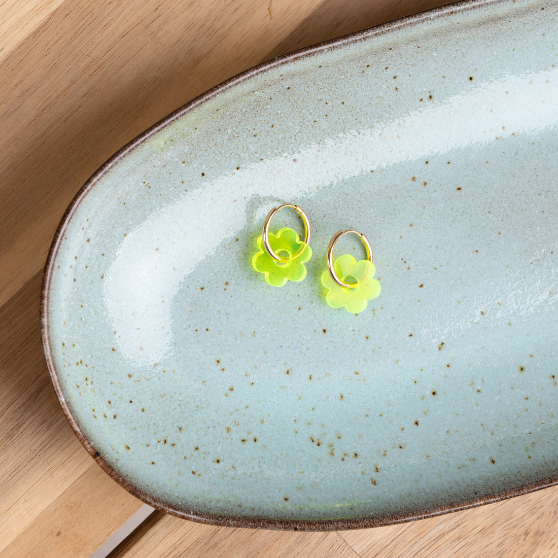 Oorbellen Hoops Lume Charms | Flower Neon Yellow