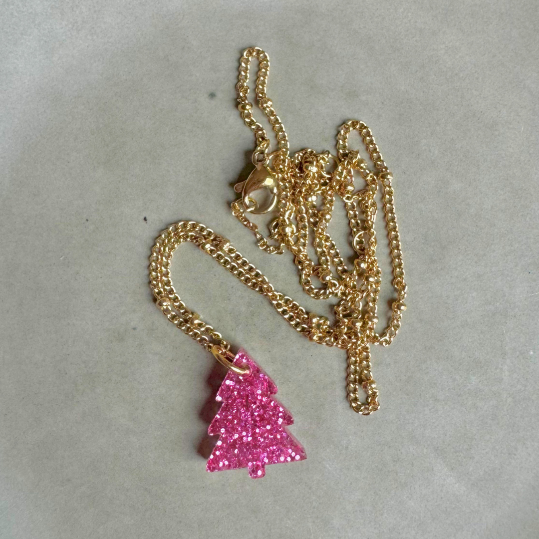 Ketting Lume Charms Glitter | Christmas Tree - Magenta