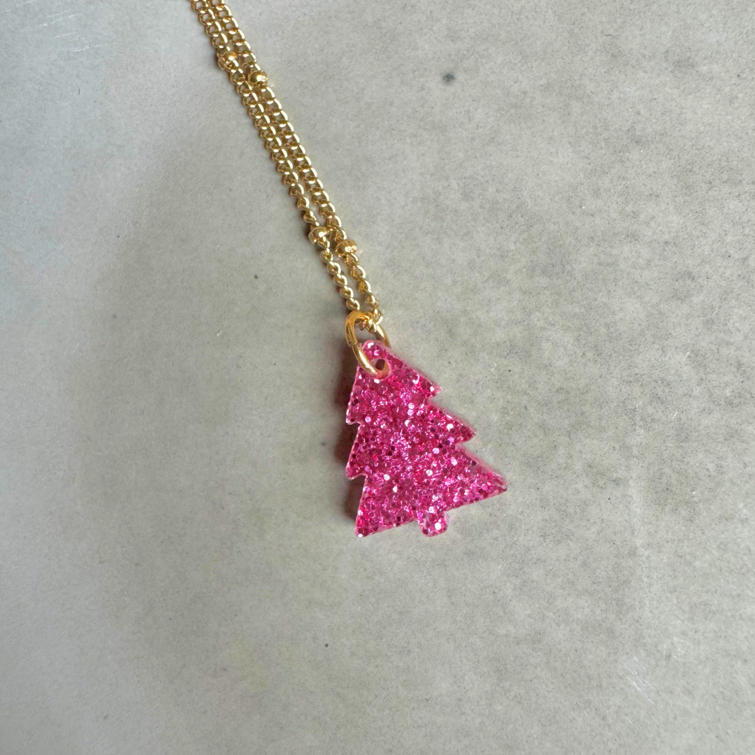 Ketting Lume Charms Glitter | Christmas Tree - Magenta