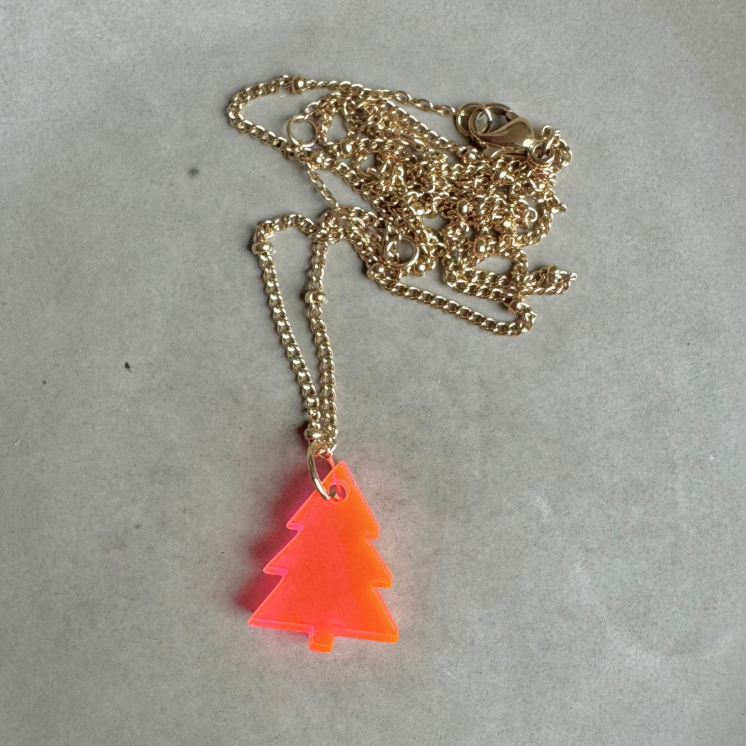Ketting Lume Charms | Christmas Tree - Neon Pink