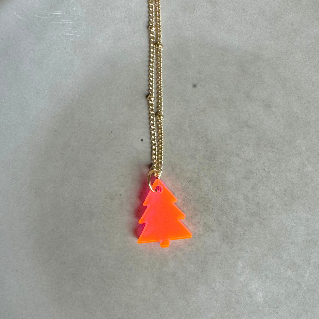 Ketting Lume Charms | Christmas Tree - Neon Pink