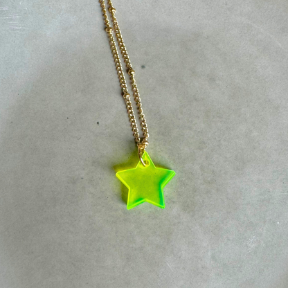 Ketting Lume Charms | Ster - Neon Yellow