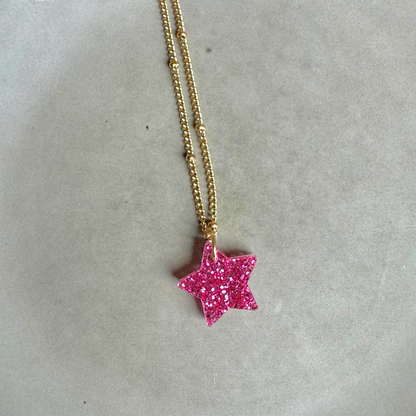 Ketting Lume Charms Glitter | Ster Magenta