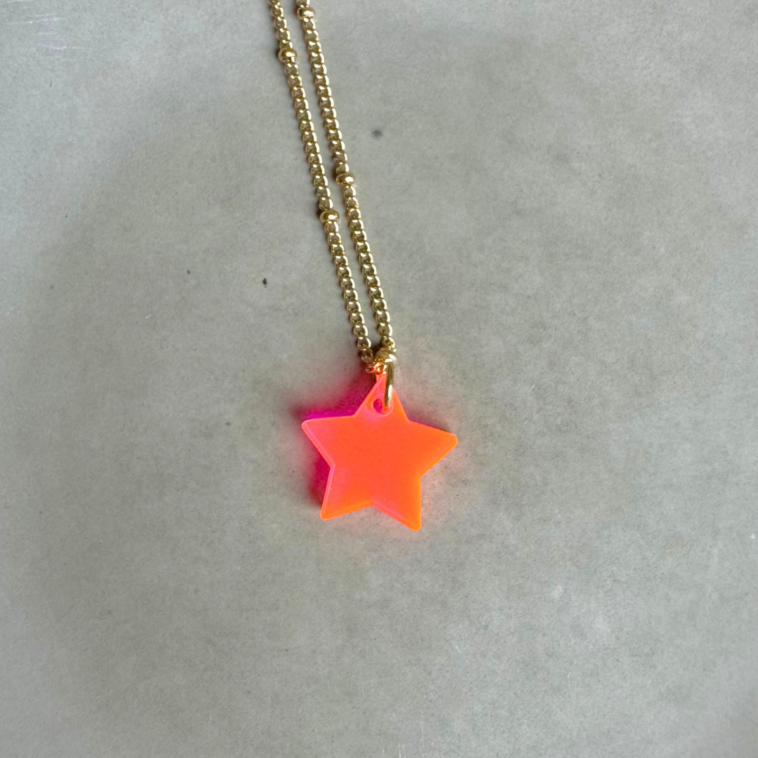 Ketting Lume Charms | Ster - Neon Pink