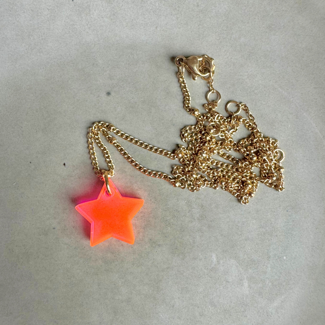 Ketting Lume Charms | Ster - Neon Pink