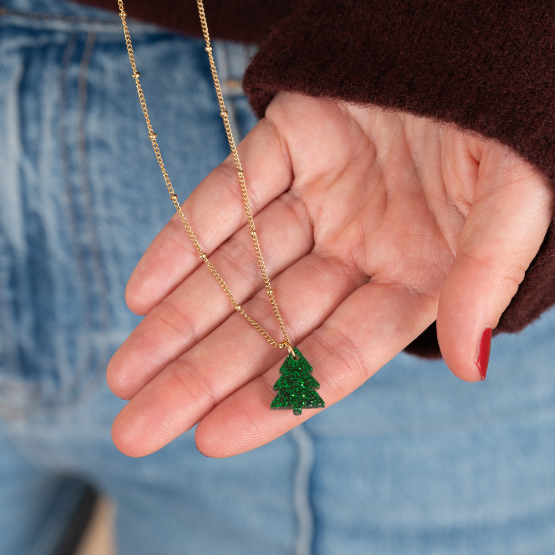 Ketting Lume Charms Glitter | Christmas Tree - Green